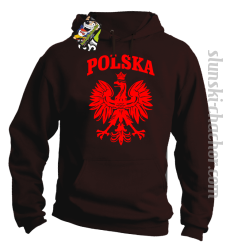 Polska - Bluza męska z kapturem brąz