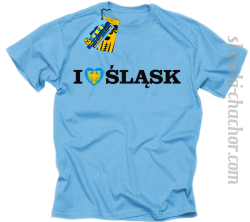 I love śląsk koszulka męska z nadrukiem - sky blue