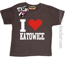 I love Katowice koszulka dziecięca z nadrukiem - brown