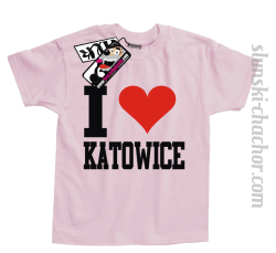 I love Katowice koszulka dziecięca z nadrukiem - light pink