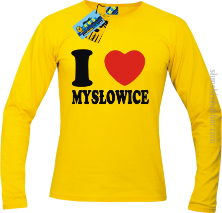 I love Mysłowice longsleeve męski z nadrukiem - yellow