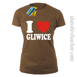 I love Gliwice - koszulka damska -brązowy