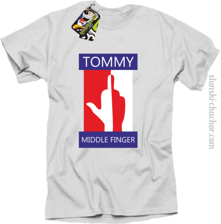 Tommy Middle Finger - Koszulka męska biały