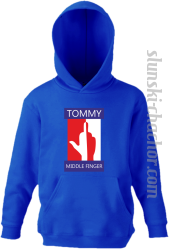 Tommy Middle Finger - Bluza dziecięca z kapturem royal