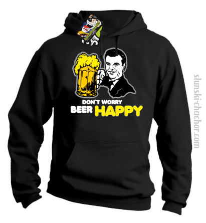 DON'T WORRY BEER HAPPY - Bluza z kapturem czarna