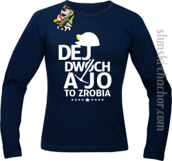 Granatowy śląski longsleeve męski z nadrukiem Dej dwóch a jo to zrobia.