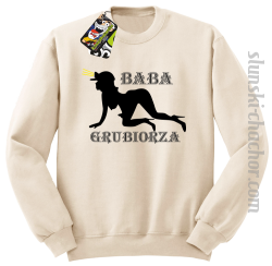 Baba Grubiorza - Bluza męska standard bez kaptura beżowa 