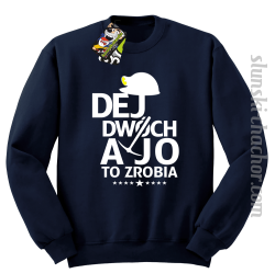 Bluza granatowa męska z nadrukiem Dej dwóch a jo to zrobia.