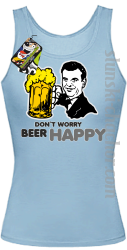 DON'T WORRY BEER HAPPY - Top damski błękit